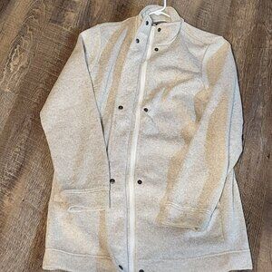 Lands End Medium Tall Natural Beige Knit Fleece-Lined Full Zip Jacket- Polyester